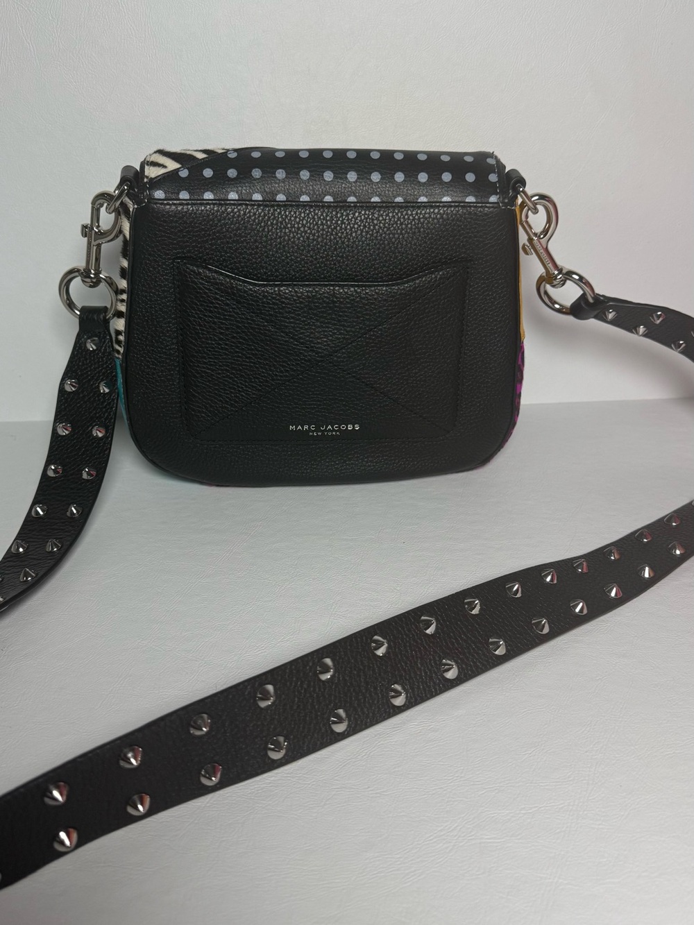 Marc Jacobs Nomad Removable Crossbody Saddle Bag - Black Spiked Strap - Picture 6 of 8
